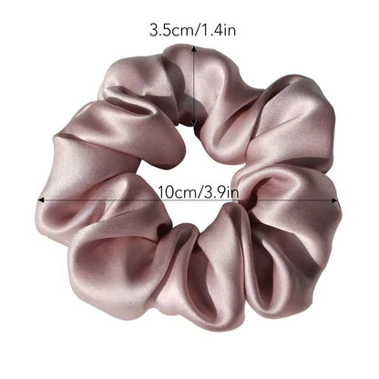 100% Pure Mulberry Silk Large Scrunchies Rubber Bands Hair Ties Gum Elastics Ponytail Holders for Head Accessory Girls 19 Momme 3.5CM