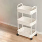 New Kitchen Home Refined Restroom Bedroom Baby Floor 3 Tier White Trolley Storage Rack - UK