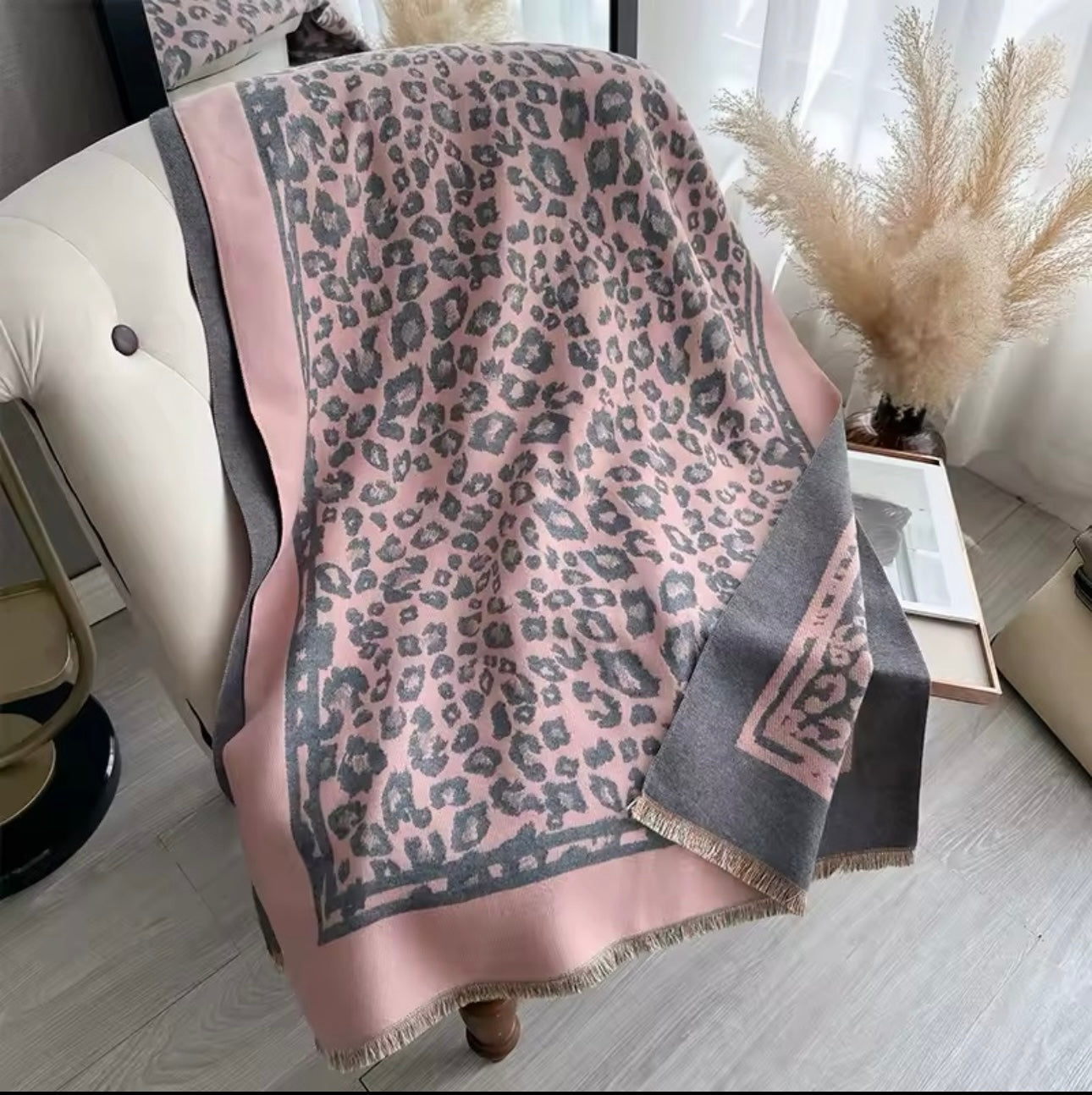 New Scarf Leopard Print Cheetah Scarf Thickened Animal Print Warm Cashmere Double Sided Scarves Luxury Pashmina Viscose Wool Fashion Shawl Women Allure UK