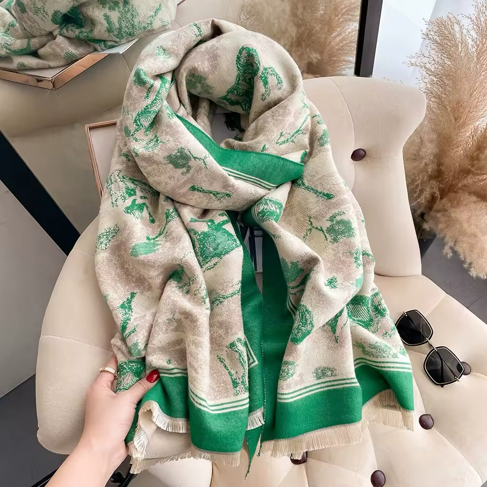 New Scarf Thickened Animal Forest & Women Floral Print Warm Cashmere Double Sided Scarves Luxury Pashmina Viscose Wool Fashion Shawl Women Allure UK