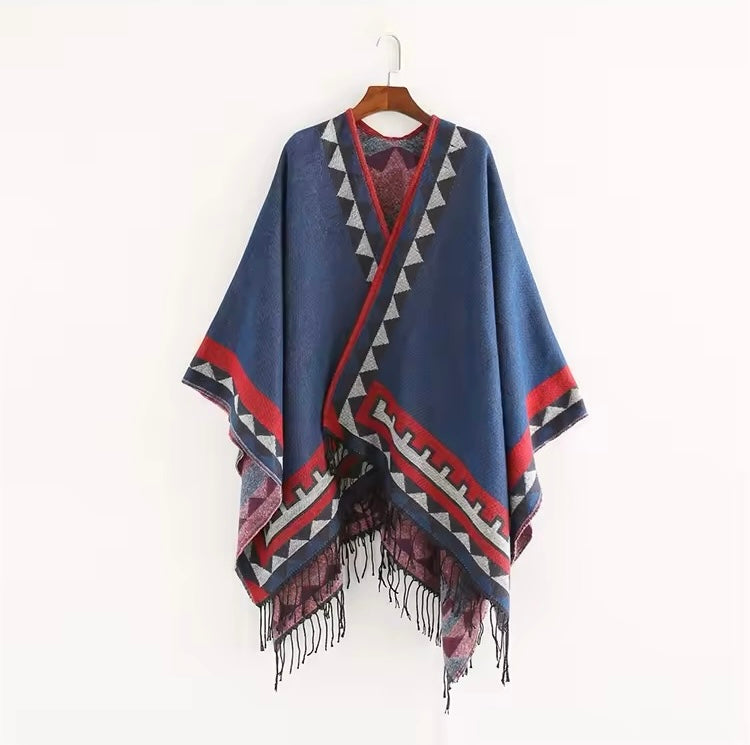 New cashmere pashmina wool scarf split thickened autumn and winter shawl Women cape UK