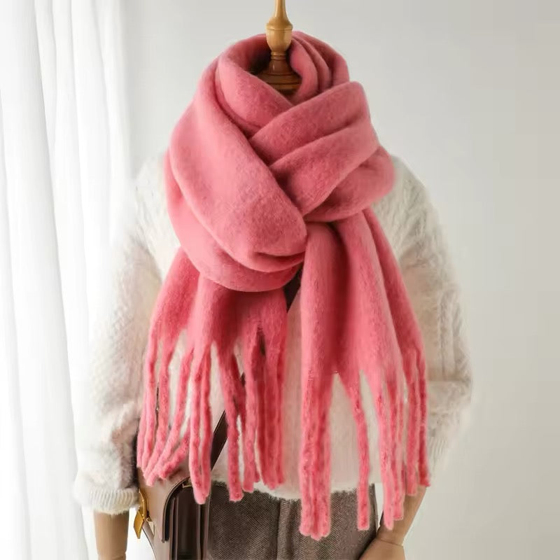 New Women Woollen Cashmere Touch Scarf for Women - Warm Fringe Pashmina Shawl Bufanda UK