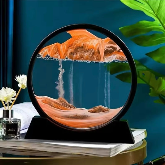 3D Hourglass Quicksand Moving Sand Art Picture Round Glass Deep Sea Sandscape Craft Flowing Painting Office Home Decor