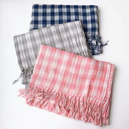 New Women Checked Pattern Cashmere Touch Scarf - Warm Fringe Pashmina Shawl Bufanda UK