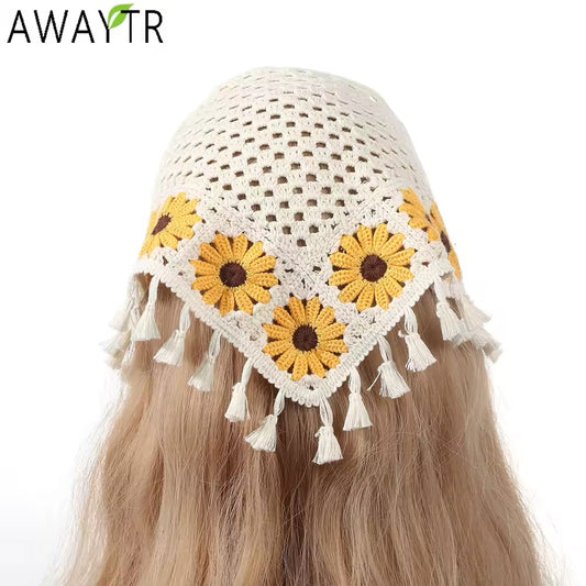 New Summer Accessory Vintage Print Flower Beach Bandana Accessory Hair Scarf Fashion Lace Headbands for Hair Accessories UK