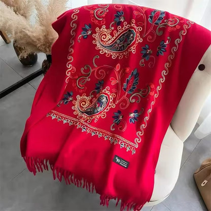 New Women Embroidered Scarf Elegant and Versatile for Women Floral Long Scarves Echarpe Shawl Large Wrap UK