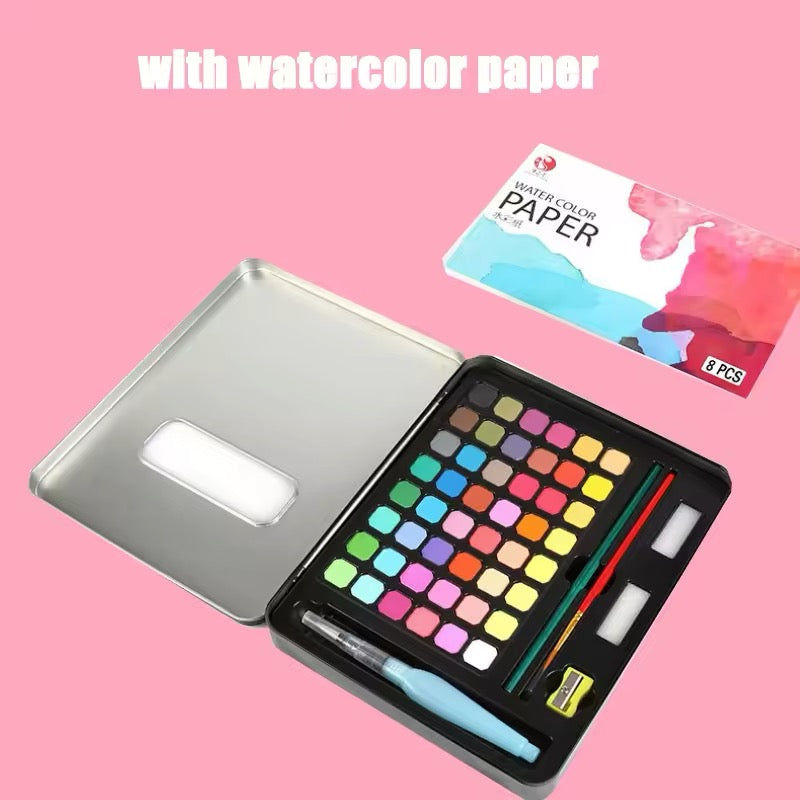 Professional Watercolor Paint Set 48 Colors Painting Set With Paint Brush Watercolor Paper Pigment Art Supplies Kids Accessories