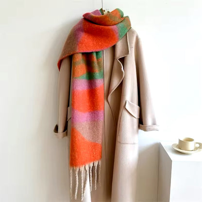 New Women Woollen Cashmere Touch Scarf for Women - Warm Fringe Pashmina Shawl Bufanda UK