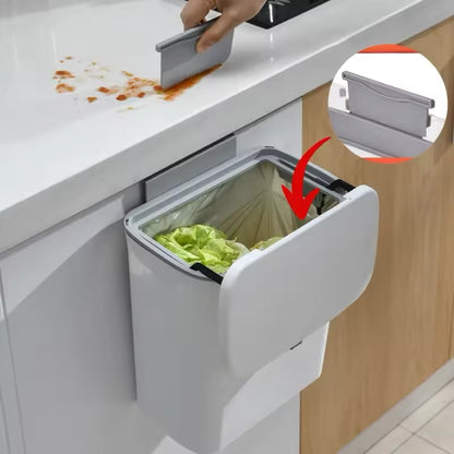 7/10L Kitchen Cabinet Door Hanging Garbage Can Wall Mounted Recycling Basket with Lid Kitchen Home