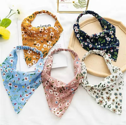 New Summer Accessory Vintage Print Flower Beach Bandana Accessory Hair Scarf Fashion Elastic Rubber Headbands for Hair Accessories UK