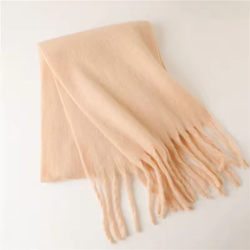 New Women Woollen Cashmere Touch Scarf for Women - Warm Fringe Pashmina Shawl Bufanda UK