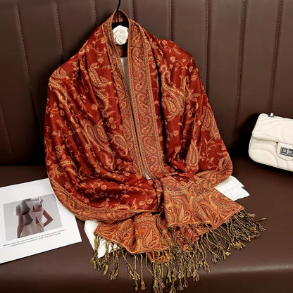 New Luxury Women Classic Pashmina  Cashmere Touch Bohemia Scarf - Warm Fringe Pashmina Shawl Bufanda UK