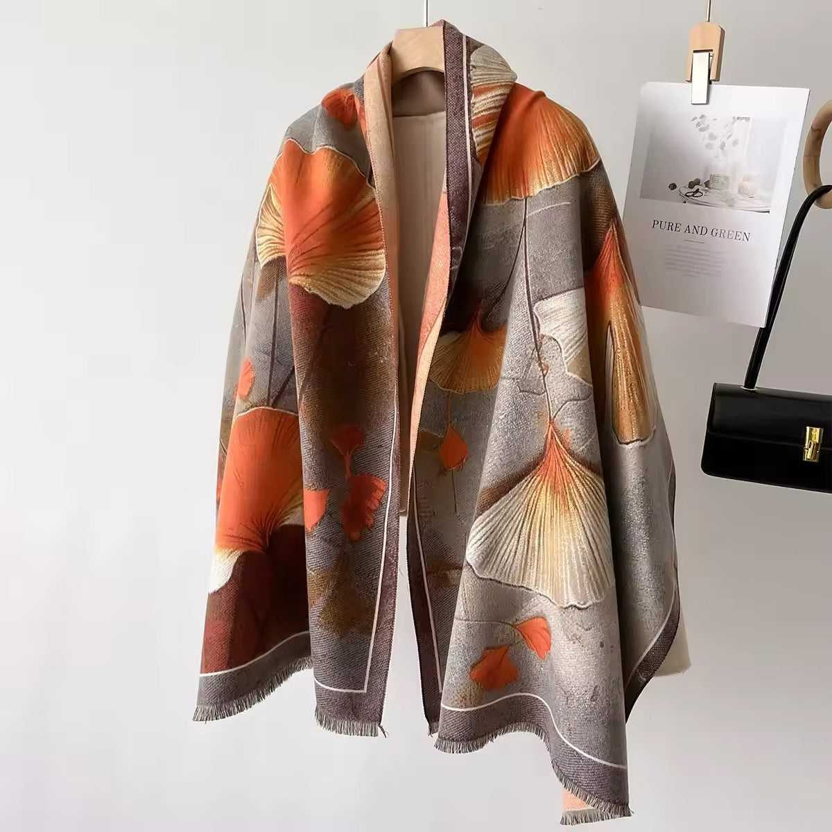 New Luxury Women Floral Double Sided Cashmere Touch Scarf - Warm Fringe Pashmina Shawl Bufanda UK