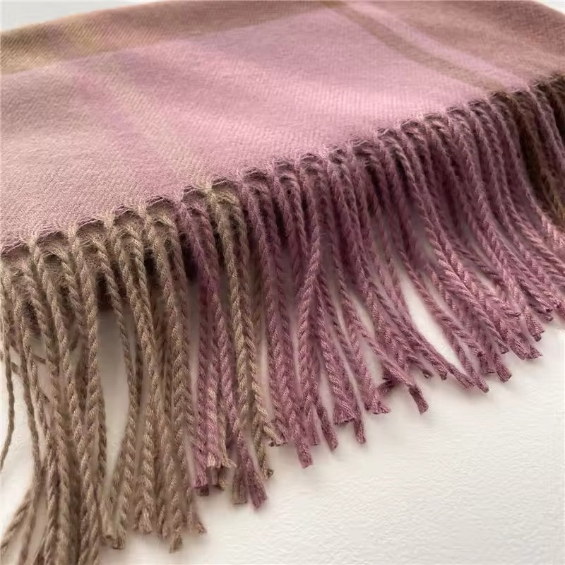 New Women Checked Pattern Cashmere Touch Scarf - Warm Fringe Pashmina Shawl Bufanda UK