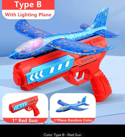 Kids Airplane Launcher Toys 12.2'' LED Foam Glider Catapult Gun Plane Toy for Boys Outdoor Flying Toys Birthday Gifts for Boys Kids Toys