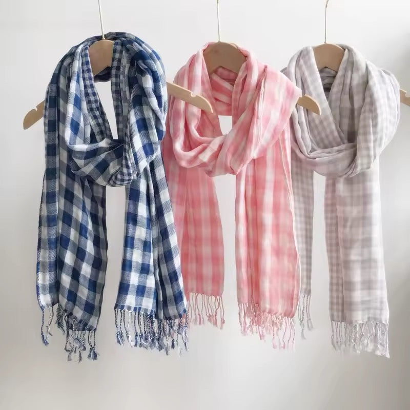 New Women Checked Pattern Cashmere Touch Scarf - Warm Fringe Pashmina Shawl Bufanda UK