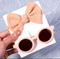 New 2Pcs/Pack Vintage Kids Bows Headband Round Sunglasses Children Sun Glasses Protection Glasses Baby Hair Kids Accessories UK