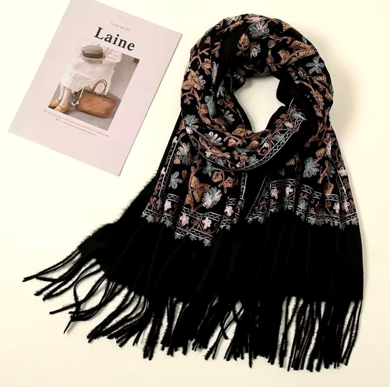 New Women Embroidered Scarf Elegant and Versatile for Women Floral Long Scarves Echarpe Shawl Large Wrap UK