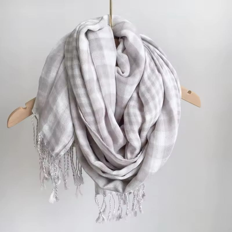 New Women Checked Pattern Cashmere Touch Scarf - Warm Fringe Pashmina Shawl Bufanda UK