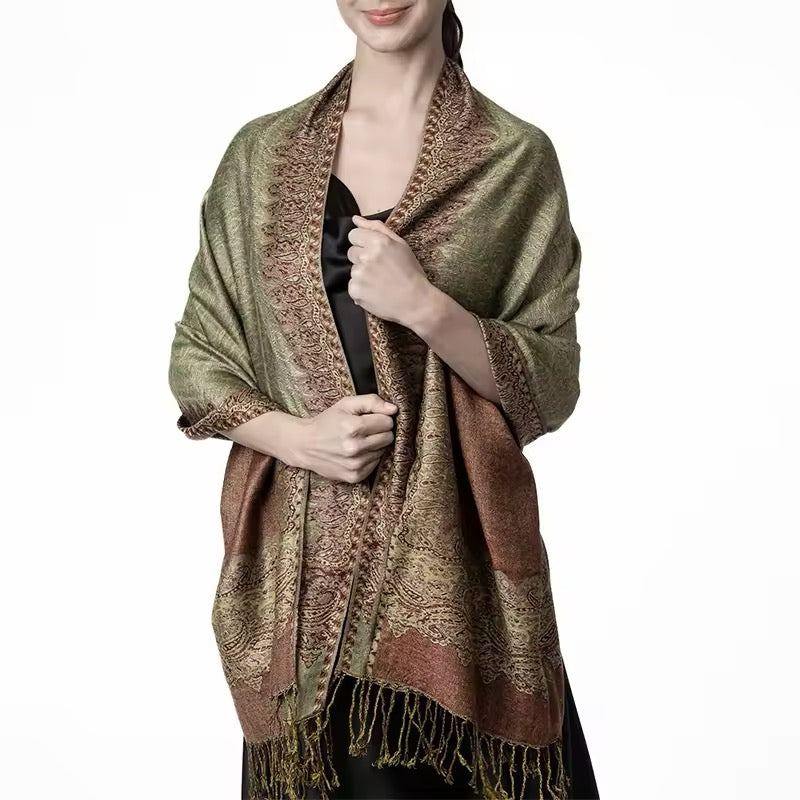 New Luxury Women Classic Pashmina Cashmere Touch Bohemia Scarf - Warm Fringe Pashmina Shawl Bufanda UK