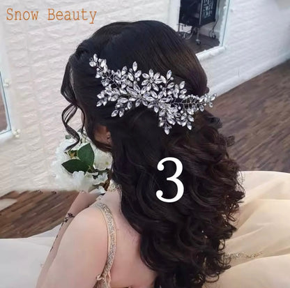 Head Accessory Silver Bridal Hair Piece Shinny Wedding Headbands Tiaras Handmade Wedding Hair Accessories Head Jewelry Bride Headwear