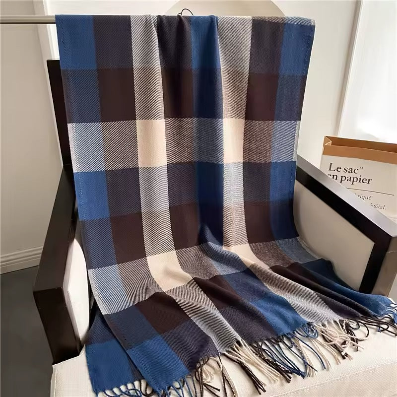 New Women Checked Pattern Cashmere Touch Scarf - Warm Fringe Pashmina Shawl Bufanda UK