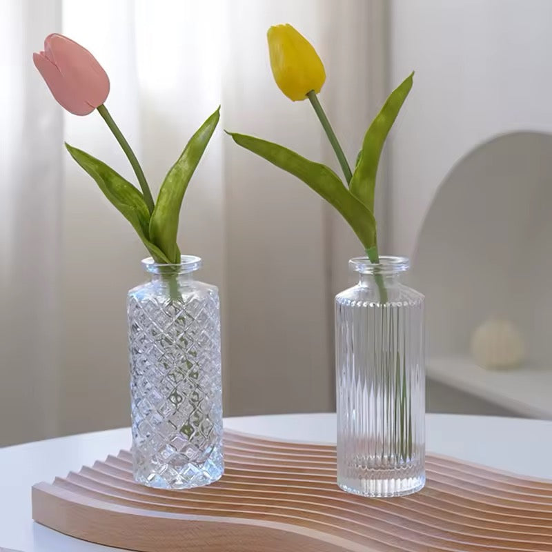 Retro Glass Flower Vase Home Decoration Plant Flowers Bottle Decorative Vase Office Desk Ornament Vase Decoration Home Decor