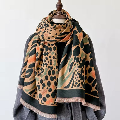 New Scarf Tiger and Leopard Print Scarf Thickened Animal Print Warm Cashmere Double Sided Scarves Luxury Pashmina Viscose Wool Fashion Shawl Women Allure UK