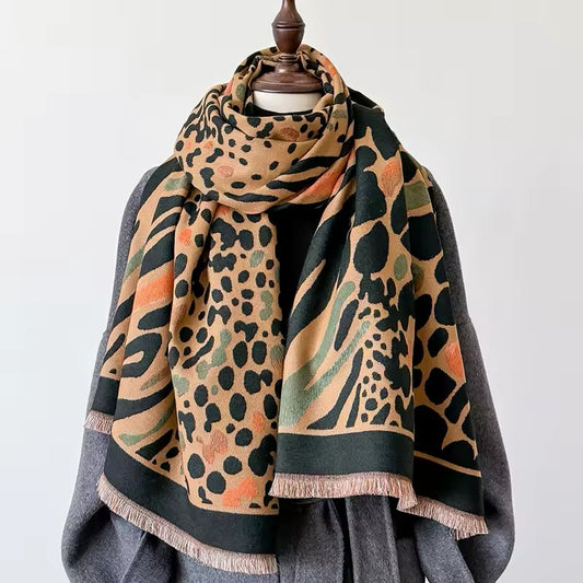 New Scarf Tiger and Leopard Print Scarf Thickened Animal Print Warm Cashmere Double Sided Scarves Luxury Pashmina Viscose Wool Fashion Shawl Women Allure UK