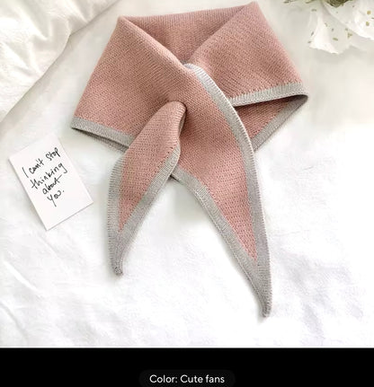 One Size Autumn Winter Knitted Scarf women's Neck Cover Fashionable Sweet Mini Triangle Scarf Warm Windproof Scarfs Small Collar Women Woollen