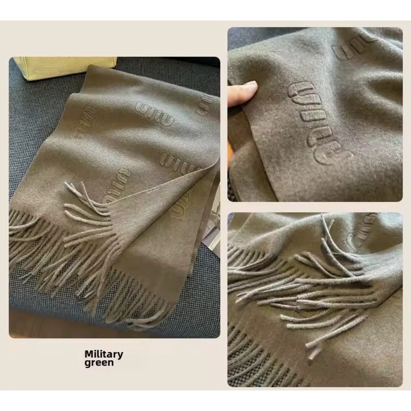 Fashion Design Blend Wool Scarf Women Embossed Simple Warm Muffler Female New Type Imitation Cashmere Thick Fringed Shawl Ladies Women Woollen