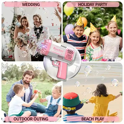 40 Hole Rocket Launcher Handheld Portable Electric Automatic Bubble Gun Party Birthday Gift Toy(without Bubble Water) Kids Toys