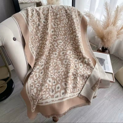 New Scarf Leopard Print Cheetah Scarf Thickened Animal Print Warm Cashmere Double Sided Scarves Luxury Pashmina Viscose Wool Fashion Shawl Women Allure UK