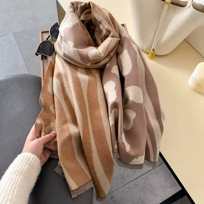 New Scarf Tiger and Leopard Print Scarf Thickened Animal Print Warm Cashmere Double Sided Scarves Luxury Pashmina Viscose Wool Fashion Shawl Women Allure UK