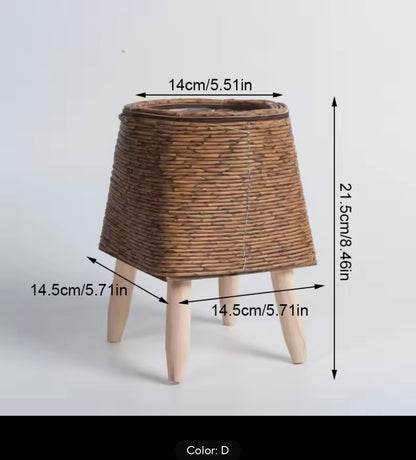 Nordic Imitation Rattan Flower Pot Hand Woven Flower Shelf Planters Plant Stand Holder Basket Garden Home Decor Home Storage Basket