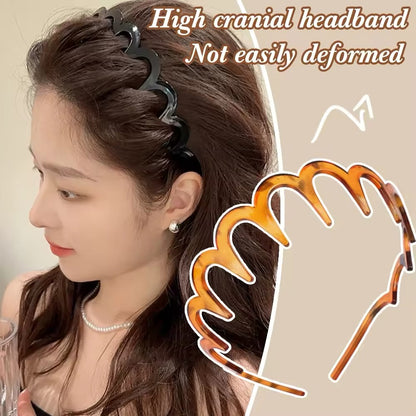 Fashion Wave Headbands for Head Accessory Solid Color Toothed Non-slip Hair Bands Girl Face Wash Sports Hairbands Hair Accessories