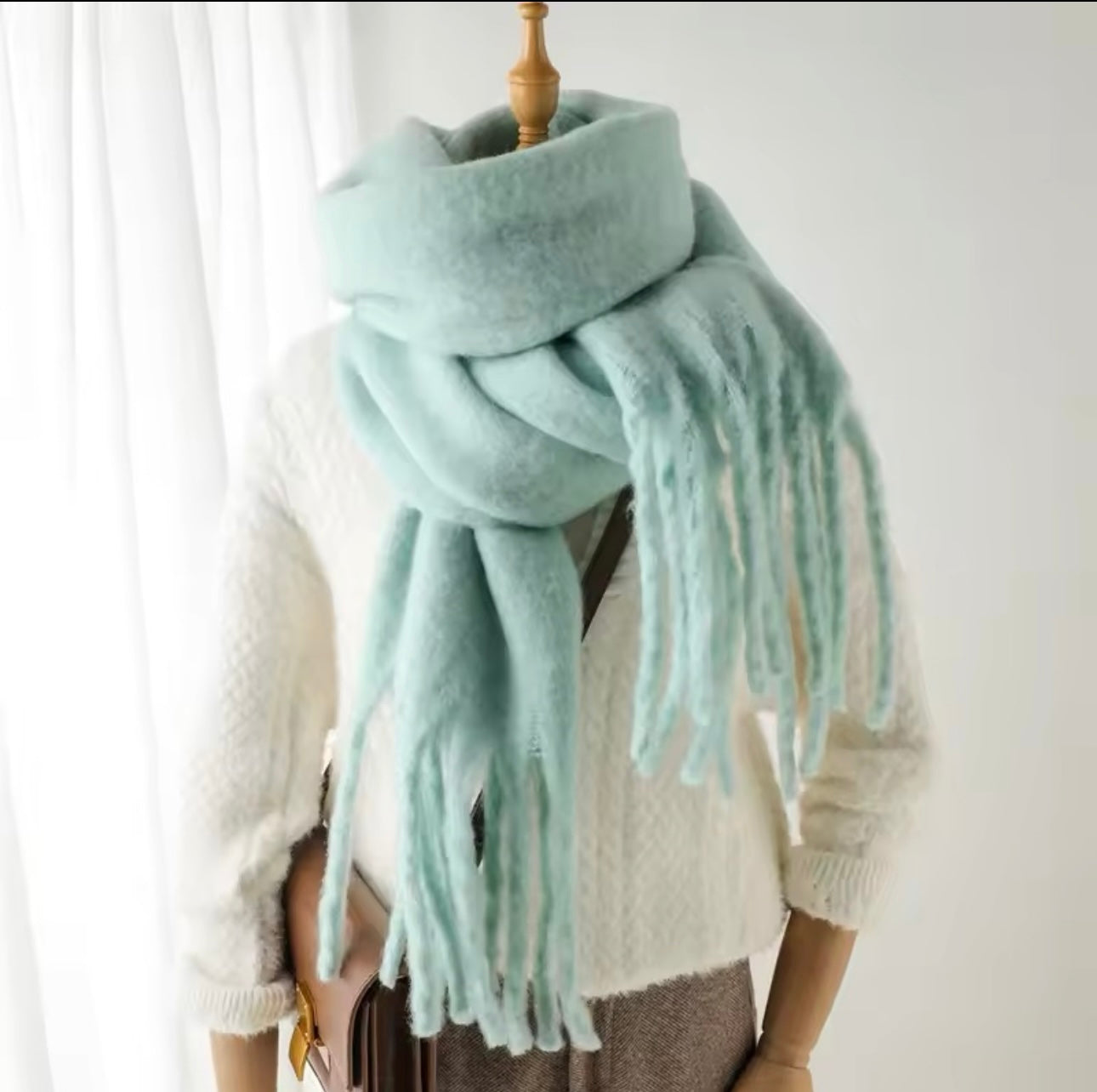 New Women Woollen Cashmere Touch Scarf for Women - Warm Fringe Pashmina Shawl Bufanda UK