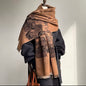 New Luxury Women Floral Cashmere Touch Flower Scarf - Warm Fringe Pashmina Shawl Bufanda UK