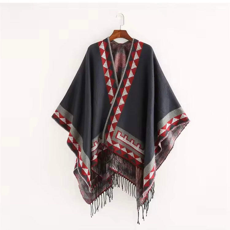 New cashmere pashmina wool scarf split thickened autumn and winter shawl Women cape UK