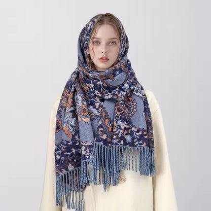 New Luxury Women Classic Design Double Sided Cashmere Touch Scarf - Warm Fringe Pashmina Shawl Bufanda UK