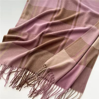 New Women Checked Pattern Cashmere Touch Scarf - Warm Fringe Pashmina Shawl Bufanda UK