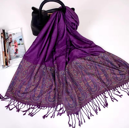 New Luxury Women Classic Design Cashmere Touch Scarf - Warm Fringe Pashmina Shawl Bufanda UK