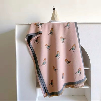 New Scarf Bird Print Scarf Thickened Animal Print Warm Cashmere Double Sided Scarves Luxury Pashmina Viscose Wool Fashion Shawl Women Allure UK