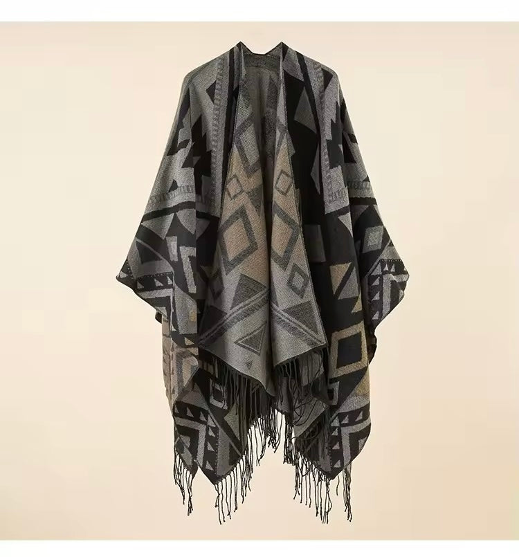 New cashmere pashmina wool scarf split thickened autumn and winter shawl Women cape UK