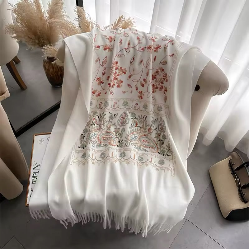 New Women Embroidered Scarf Elegant and Versatile for Women Floral Long Scarves Echarpe Shawl Large Wrap UK