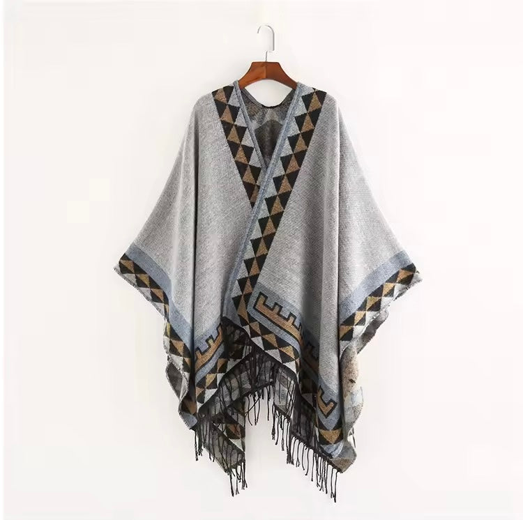 New cashmere pashmina wool scarf split thickened autumn and winter shawl Women cape UK