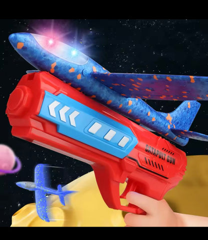 Kids Airplane Launcher Toys 12.2'' LED Foam Glider Catapult Gun Plane Toy for Boys Outdoor Flying Toys Birthday Gifts for Boys Kids Toys