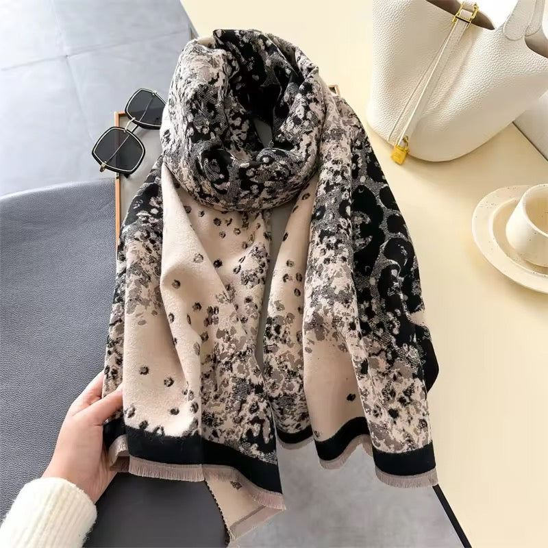 New Scarf Leopard Print Scarf Thickened Animal Print Warm Cashmere Double Sided Scarves Luxury Pashmina Viscose Wool Fashion Shawl Women Allure UK