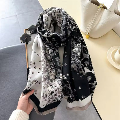 New Scarf Leopard Print Scarf Thickened Animal Print Warm Cashmere Double Sided Scarves Luxury Pashmina Viscose Wool Fashion Shawl Women Allure UK