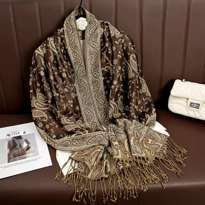 New Luxury Women Classic Pashmina  Cashmere Touch Bohemia Scarf - Warm Fringe Pashmina Shawl Bufanda UK